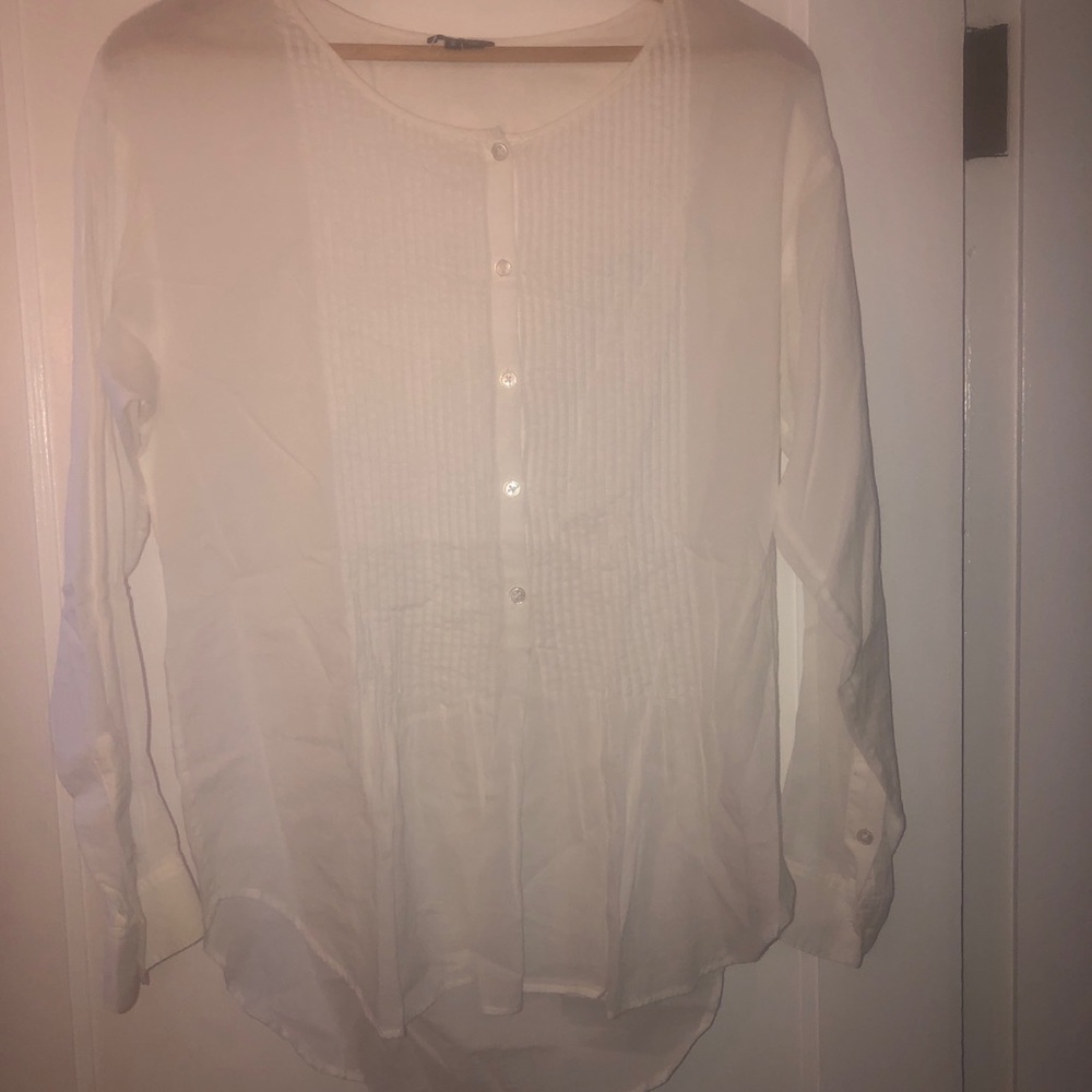 Theory white cotton tunic blouse size M
